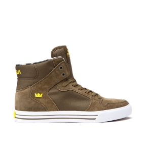 Supra Mens VAIDER High Top Shoes Olive/Golden/white | US-60491